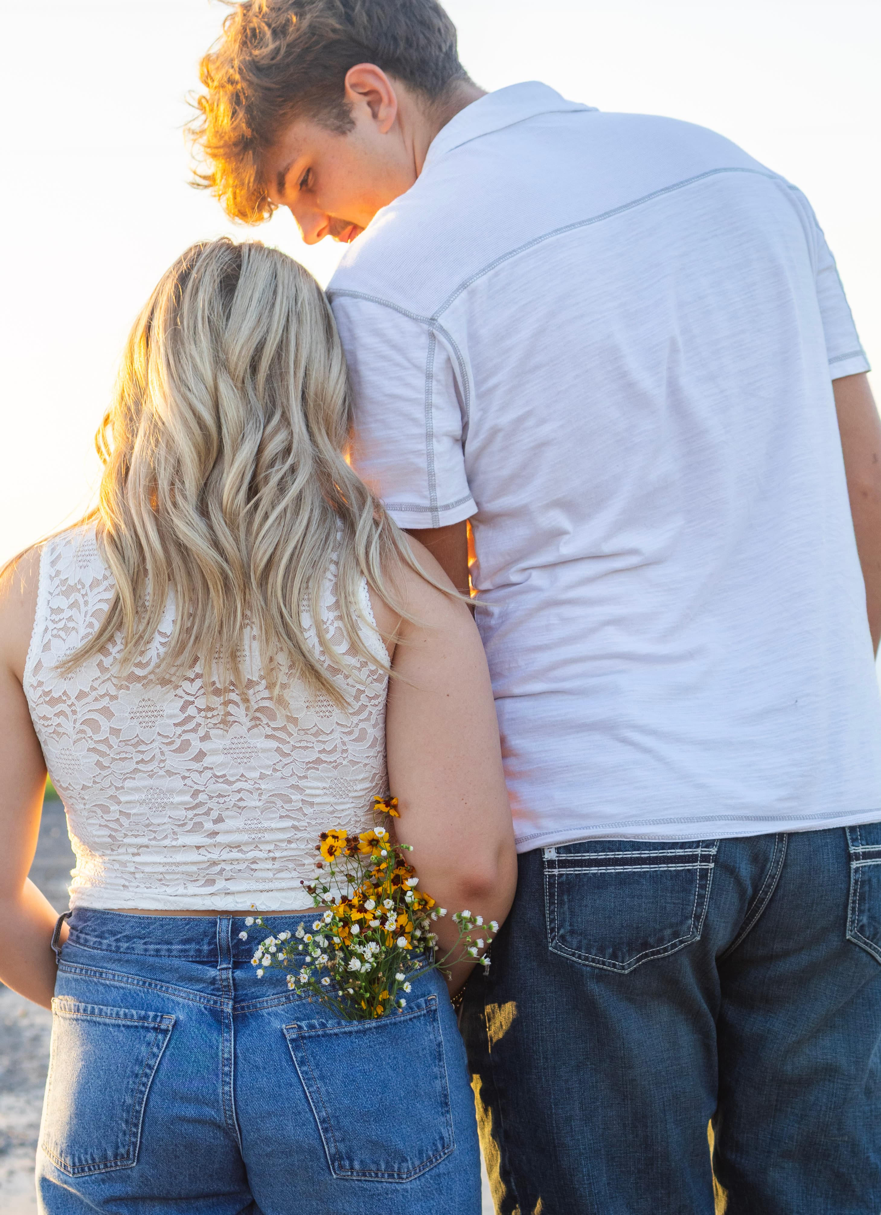 Couple sharing a joyful moment outdoors