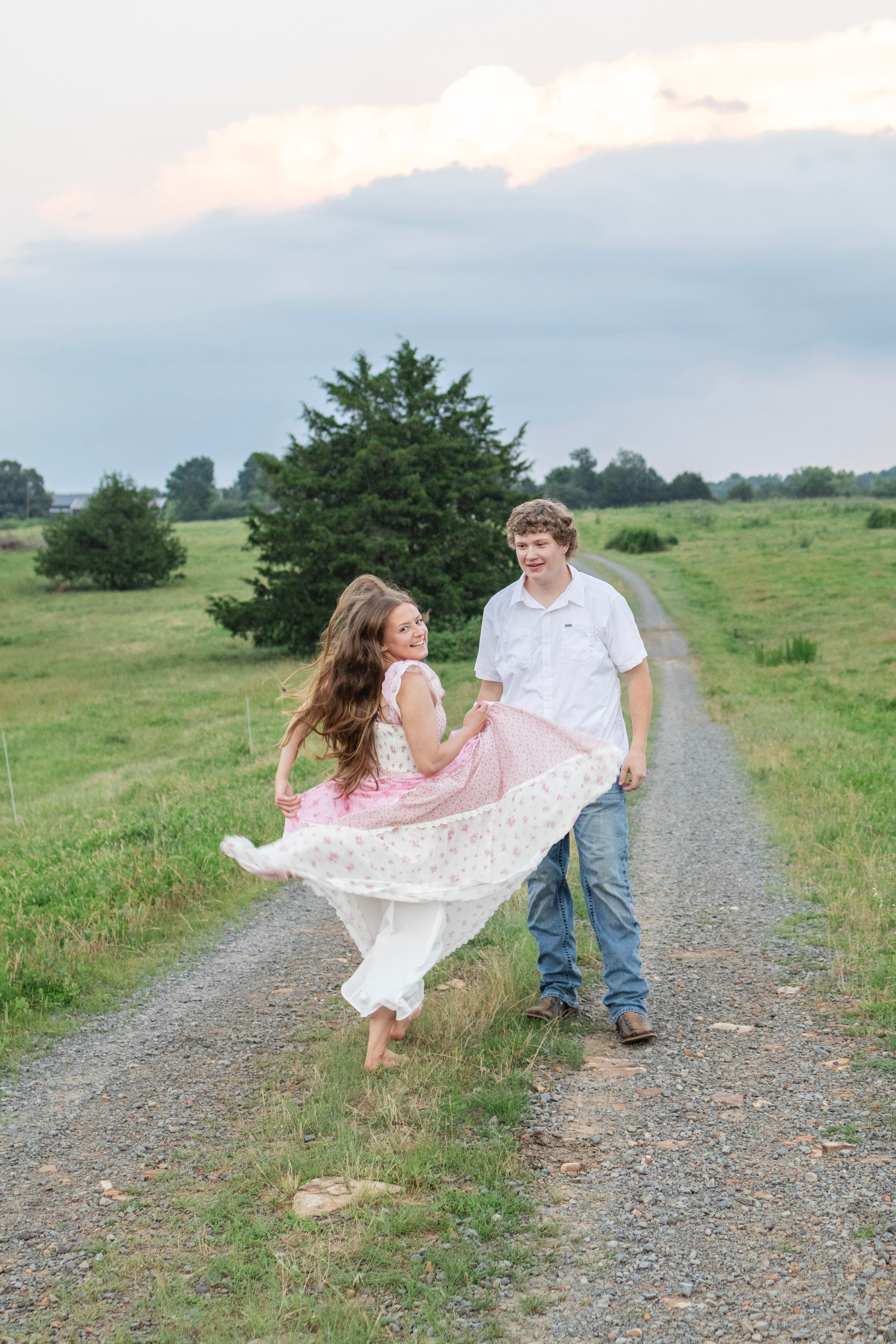 Couple walking together during an outdoor photo session